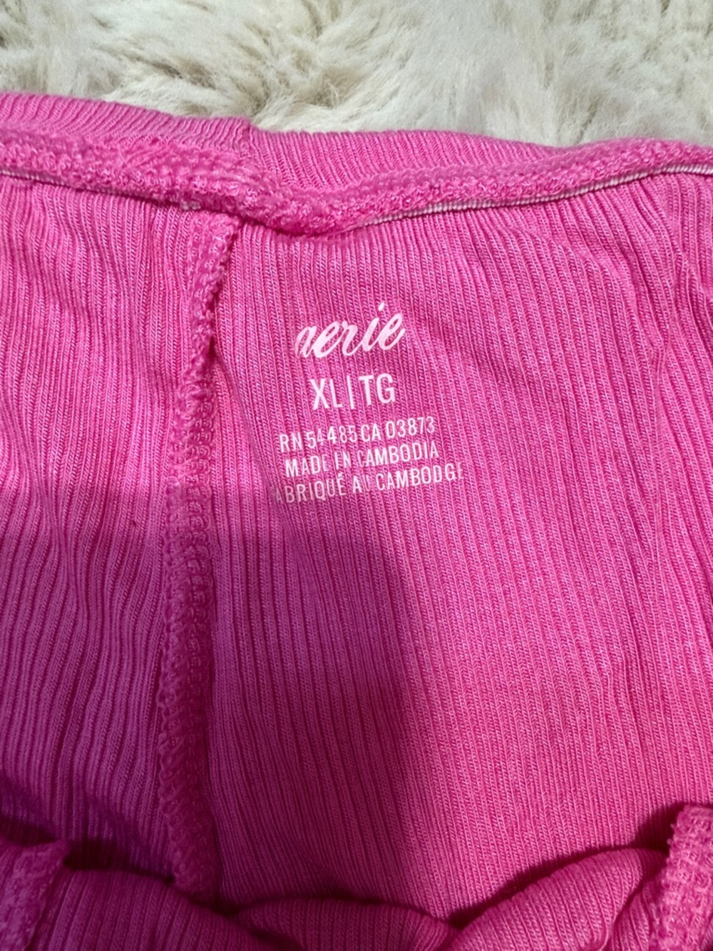 aerie Fold-Over High Waist Hot Pink Lounge Shorts NWOT - Picture 3 of 5